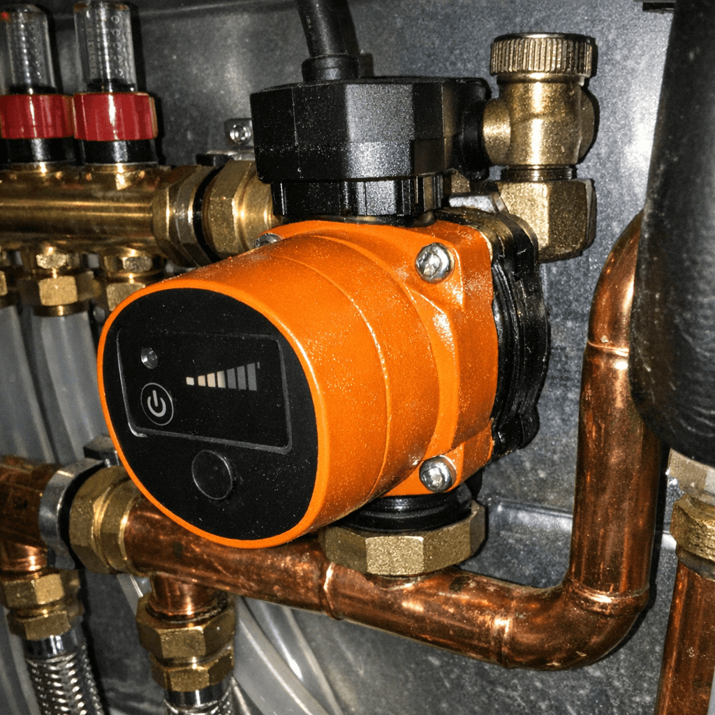 Neue Hocheffizienzpumpe wird in Heizungssystem eingebaut